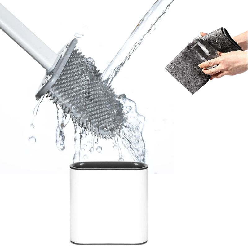 Brosse WC blanche en silicone flexible - Accessoires de nettoyage